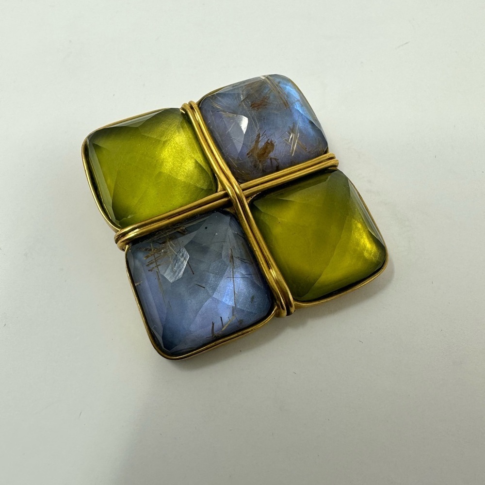 Authentic Steve Vaubel Gold and stone Brooch Signed 2005